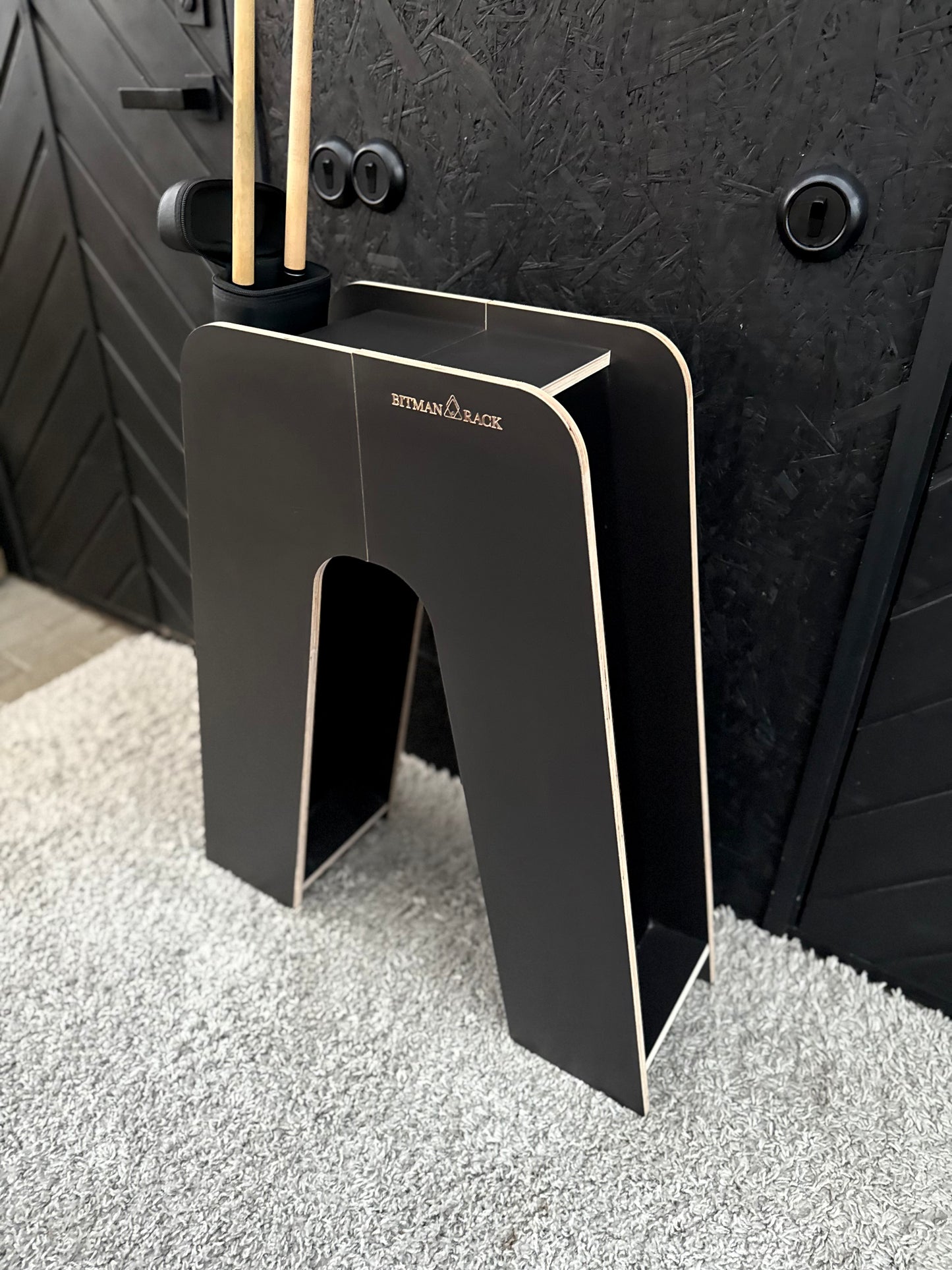BitmanRack Cue Case Holder• Modern Birch Plywood Pool Billiard Accessories Rack